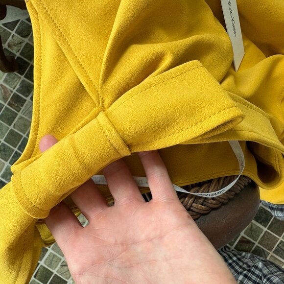 NWT Calvin Klein Dark Yellow Sheath Dress with Bow/Shoulder Detailing! - Picture 4 of 8